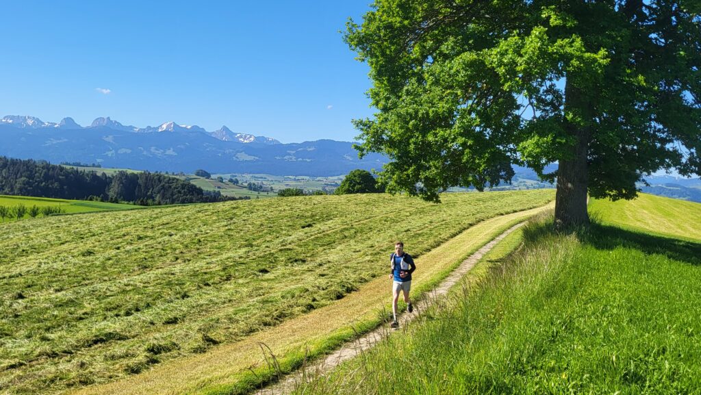 Trailrunner auf einem Feldweg nach Schwarzenburg